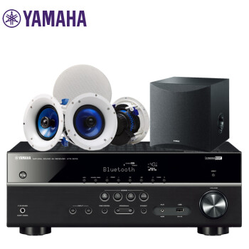 雅马哈（Yamaha）HTR-3072+IC600+SW050 音箱 吸顶式音响 天花吊顶式背景音乐蓝牙音响 USB音响（6件套）