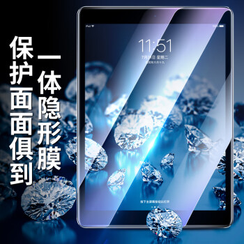 毕亚兹 适用苹果2019款iPad mini5钢化膜mini4平板电脑高清抗蓝光耐磨玻璃贴膜 7.9英寸淡化指纹 PM10-蓝