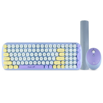 镭拓（Rantopad）RF646 无线键盘鼠标套装 复古圆点键盘 家用办公无线便携 笔记本外接键盘 浅蓝色