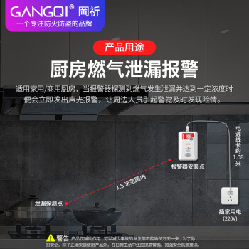 岡祈（Gangqi）YJ-612 智能家用燃气报警器液化天然气报警器可燃气煤气沼气泄漏探测报警器