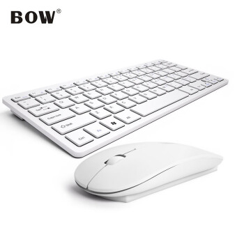 航世（BOW）HW098 键鼠套装 无线键鼠套装 办公键鼠套装 超薄便携鼠标键盘 巧克力按键  白色