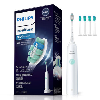 飞利浦（PHILIPS）电动牙刷成人声波电动牙刷2档强度+4支定制刷头HX37系列 HX3714薄荷绿