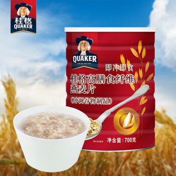 中国台湾 桂格（QUAKER）燕麦片 早餐谷物 高膳食纤维燕麦片700g（新老包装随机发货）