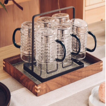 致仕（ZISIZ）复古中式玻璃杯带把手套装家用客厅家庭杯子杯具