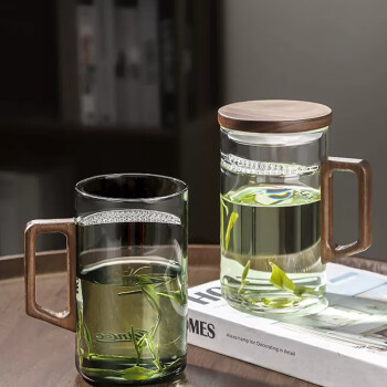 致仕（ZISIZ）月牙泡茶杯过滤绿茶杯子男士茶水分离玻璃/月牙杯（透明）550ml*1