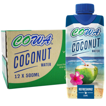 COWA 马来西亚进口 清甜椰子水500ml*12瓶 NFC椰青饮料 整箱椰水椰汁