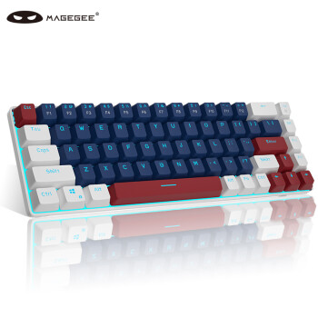 MageGee MK-BOX 便携迷你机械键盘 68键程序员编程键盘 拼装有线背光键盘 商务办公键盘 白蓝混搭 青轴