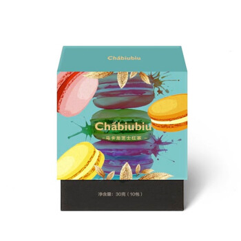 chabiubiu马卡龙芝士红茶30g盒装斯里兰卡进口红茶太妃糖花茶水果茶袋泡茶