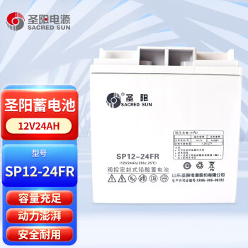 圣阳电源（SACRED SUN）SP12-24FR铅酸免维护蓄电池12V24AH 适用机房UPS/EPS通讯系统 应急消防电瓶