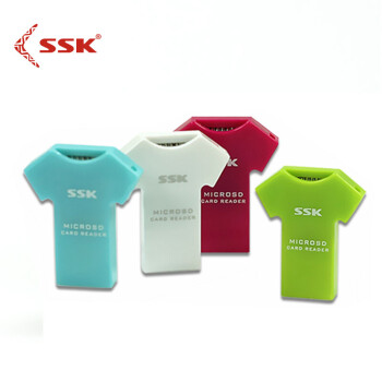 SSK 飚王  SCRS052  T恤单口读卡器 TF/Microsd手机内存卡读卡器 迷你小巧型混色  5个装