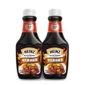 亨氏(Heinz）黑胡椒酱 牛排 烤肉酱 360g*2瓶装 卡夫亨氏出品