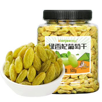 鲜记 绿香妃葡萄干500g 新疆吐鲁番特产大颗粒 蜜饯果干 休闲零食