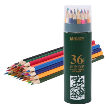 晨光文具（M&G）彩铅/36色木质彩色铅笔 儿童绘画彩色铅笔学生画笔填色笔绿色PP筒装 AWP36802