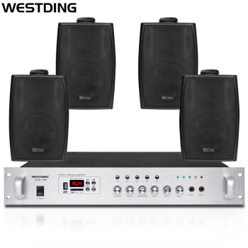 威斯汀（WESTDING）B05组合黑色 挂壁式音响 音箱一拖四组合音响功放套装 餐厅背景音乐 教室广播
