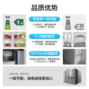 海尔（Haier）冰厨套装 535升大容量双开门冰箱BCD-535WGHSSEDS9+抽烟机C27U1+家用双灶具Q2BE3（附件仅展示）