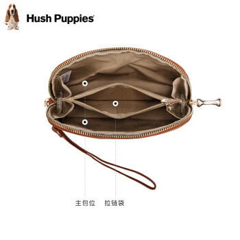 暇步士（Hush Puppies）手包女简约百搭包包女包经典纯色手拿包女 棕色