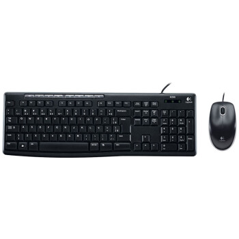 罗技 有线鼠标键盘套装 黑色有线键鼠套装鼠标键盘套装有线鼠标键盘办公键鼠 MK200