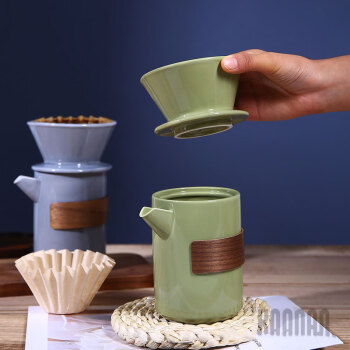 koonan 手冲咖啡壶套装咖啡过滤杯分享壶冲泡壶咖啡器白色、绿色、蓝色、灰色四色可选