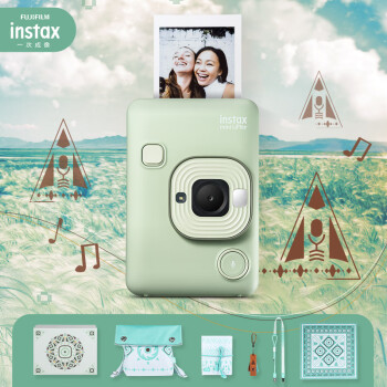 INSTAX富士instax立拍立得 数模一次成像相机（打印手机照片）mini Liplay 抹茶绿+游民牧歌配件盒