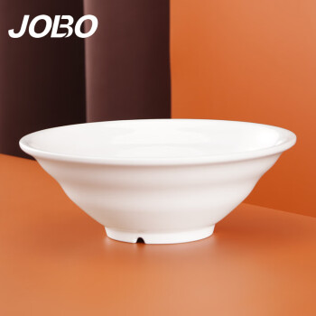 巨博（JOBO）商用密胺面碗条纹碗8.5英寸21.6cm 牛肉面汤碗白色1个装