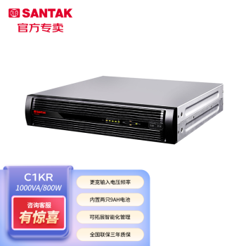 山特（SANTAK）UPS不间断电源 RACK1K C1KR机架式UPS内置电池1KVA/800W