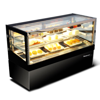 维仕美（Vvmax）商用蛋糕柜展示柜冷藏水果甜品保鲜柜弧形直角台式风冷玻璃冰柜玻璃西 0.9台式黑色直角