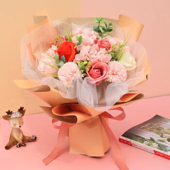初朵 10朵玫瑰花束香皂康乃馨鲜同城配送花母亲节礼物情人节送女友