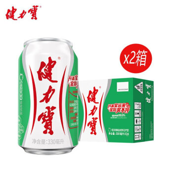 健力宝 电解质水【青玉苹果味330ml*24罐*2箱】含气运动碳酸饮料 含蜂蜜