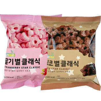韩国零食进口涞可五角星甜甜圈60g膨化零食儿童休闲食品混合口味2袋装