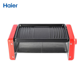 海尔（haier）电烤架 L-M12R 双层同时煎烤 不粘烤盘 无极旋钮控温 家用电烧烤架