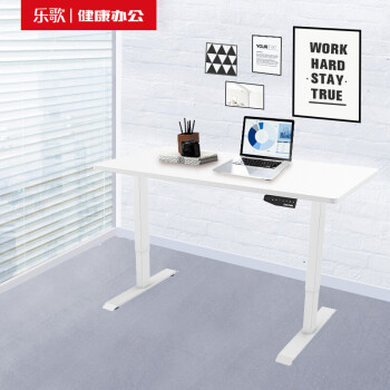 乐歌（Loctek）站立式办公电动升降电脑桌学习桌现代简约家用写字书桌办公桌显示器工作台 E1/1.4m雅白套装