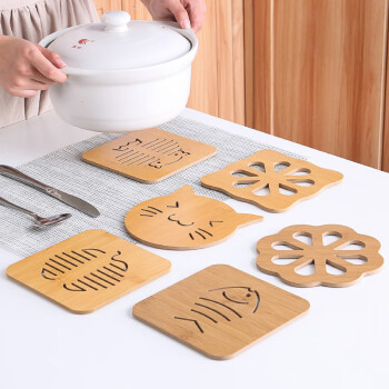 致年华（zhinianhua） 杯垫 镂空卡通木质杯垫隔热垫 厨房防烫碗垫锅垫大号10个装 DE
