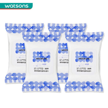 屈臣氏Watsons 透明质酸保湿卸妆湿巾25片*4包