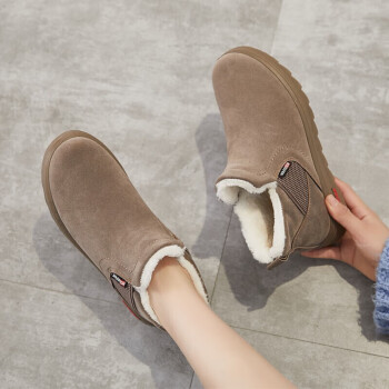  回力 雪地靴加绒加厚保暖棉鞋女 室外耐磨增高软底高帮工装鞋 WBN(JS)-0049 驼色 37