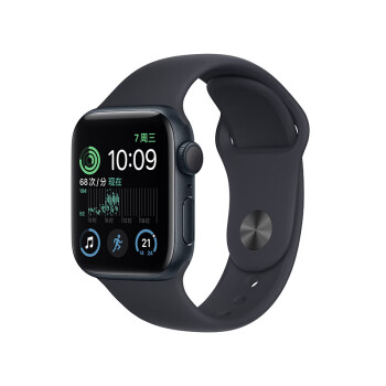Apple Watch SE 2022款(GPS);44 毫米午夜色铝金属表壳;午夜色运动型表带 (MNK03CH/A)【CES】