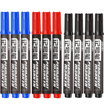 得力(deli) 6881 三色混装 粗头物流油性记号笔 包装 30支装黑色    红色蓝色各10支   共计30支