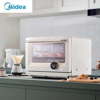 美的（Midea）家用多功能微波炉 智能微蒸烤一体机 微波炉烤箱蒸箱 燃卡变频 20L PG2010W 白色