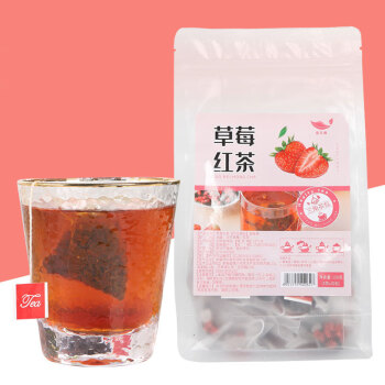 栖茶香 量贩装三角包冻干草莓水果代用茶包 草莓红茶150g/袋 3件起购DP