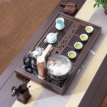 
                                                            汉唐（hantang） 茶具实木茶盘功夫茶具套装 快速炉自动抽水 知然木电茶台茶海排水式 黑紫檀知然20件套 68*41*7cm                