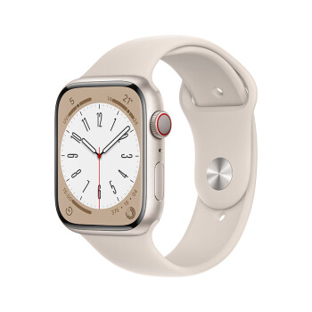 Apple Watch Series 8 智能手表GPS + 蜂窝款45毫米星光色铝金属表壳星光色运动型表带 MNK83CH/A