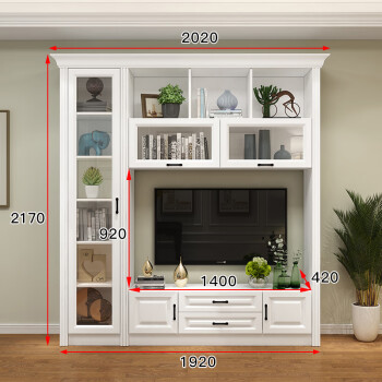 墙大容量多功能储物欧式电视机柜款2长度2020x深度420x高度2170mm组装