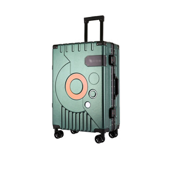 楚戎 铝框旅行箱学生密码拉杆箱万向轮时尚潮流 深绿色22吋行李箱