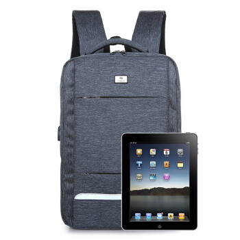 斯莫尔6014 蓝色双肩休闲多功能书包公文包男女笔记本电脑包旅行背包