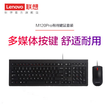 联想（Lenovo）有线键鼠套装 无线办公键盘笔记本台式机通用商用鼠标轻音耐用办公打字专用键盘鼠标套装 M120Pro