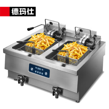 德玛仕（DEMASHI） 电炸炉商用 小吃油炸锅油炸机 油条薯条炸串机 重型台式 NTT10-2E（双槽）