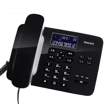 飞利浦 电话机座机 固定电话 办公家用 来电报号 双插孔 一键拨号 CORD492 (黑色)
