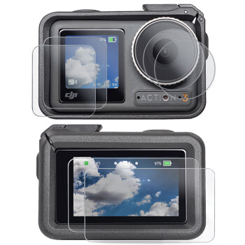 MAXCAM适用于DJI大疆运动相机Osmo Action 4/3镜头钢化膜action4屏幕玻璃防刮高清保护贴膜清洁布配件