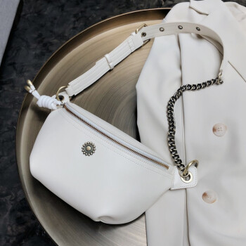 品牌斜挎包牛皮2021新款胸包潮流韩版女包软皮时尚腰包白色