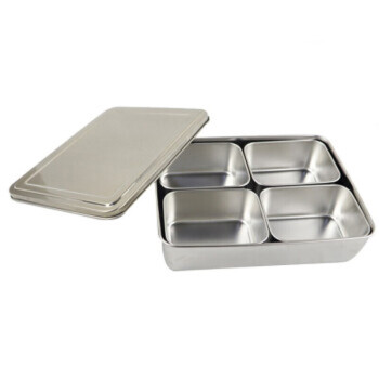 丹诗致远 不锈钢留样盒食物食品调味盒调料盒带盖 方形不锈钢四格