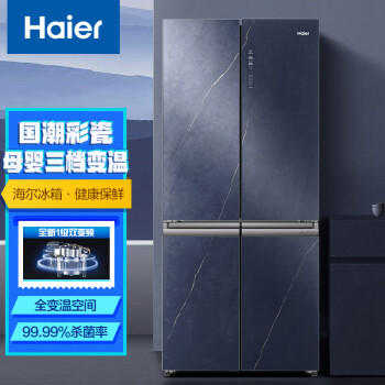 海尔（Haier ）501升风冷无霜变频对开门超薄冰箱干湿分储钢化玻璃面板节能低噪BCD-501WLHTDD5BYU1